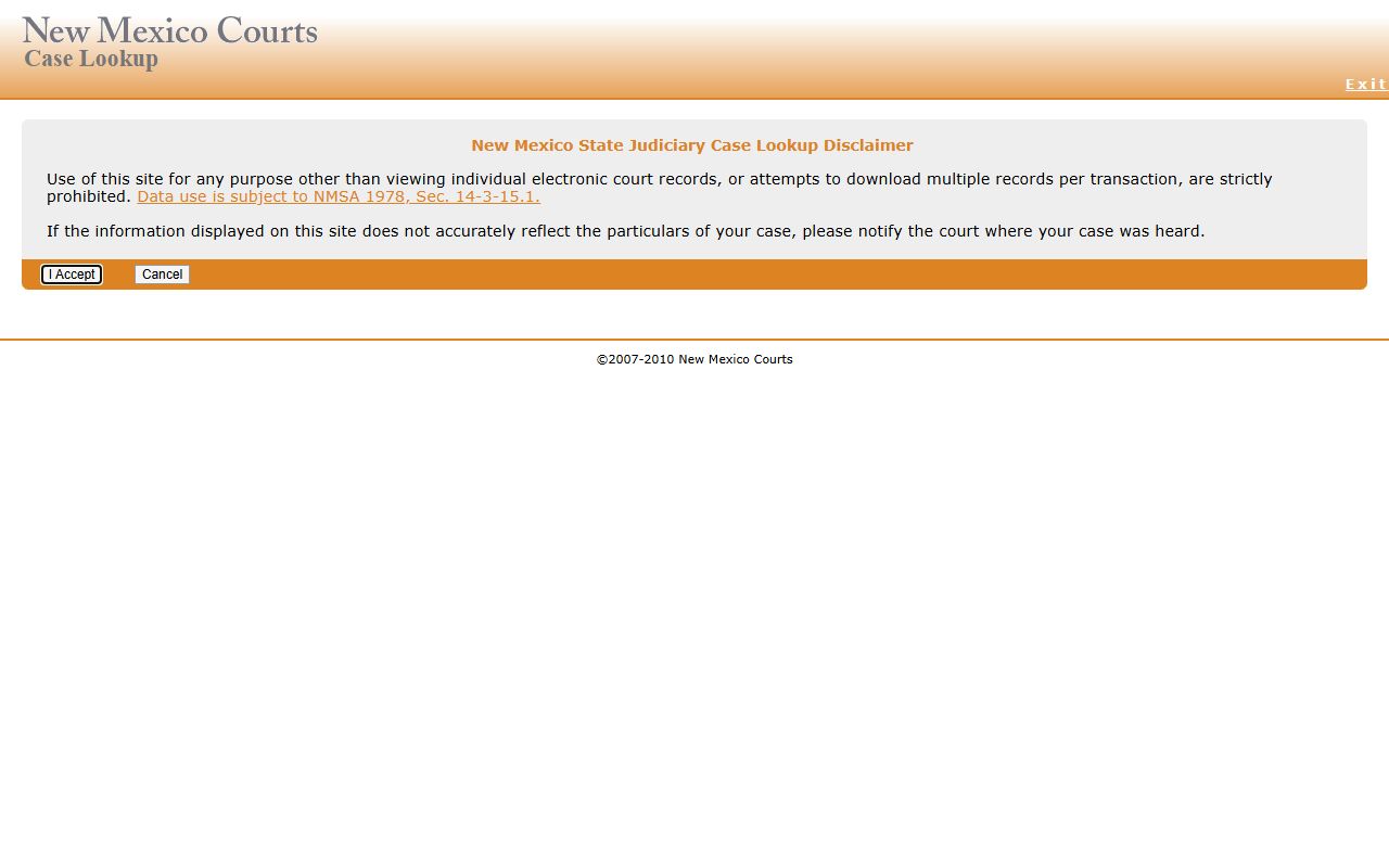 Lincoln County court records after arrest New Mexico Courts Case Lookup page